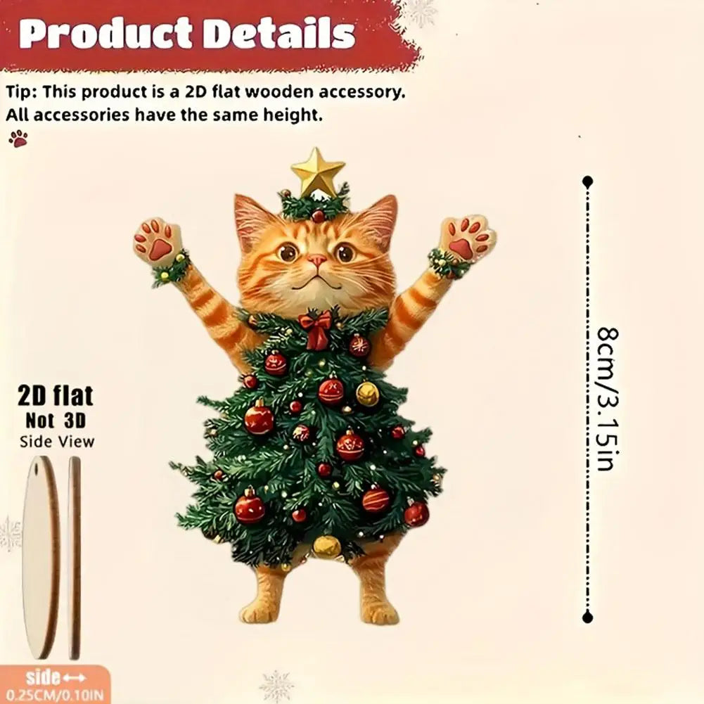 Christmas Cat Ornament, Holiday Home & Car Hanging Decor