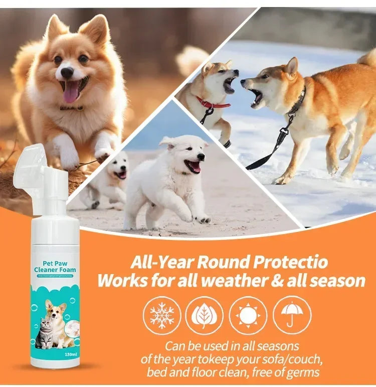 No-Rinse Paw Cleaning Foam for Dogs & Cats, Gentle Foot Wash 150ml