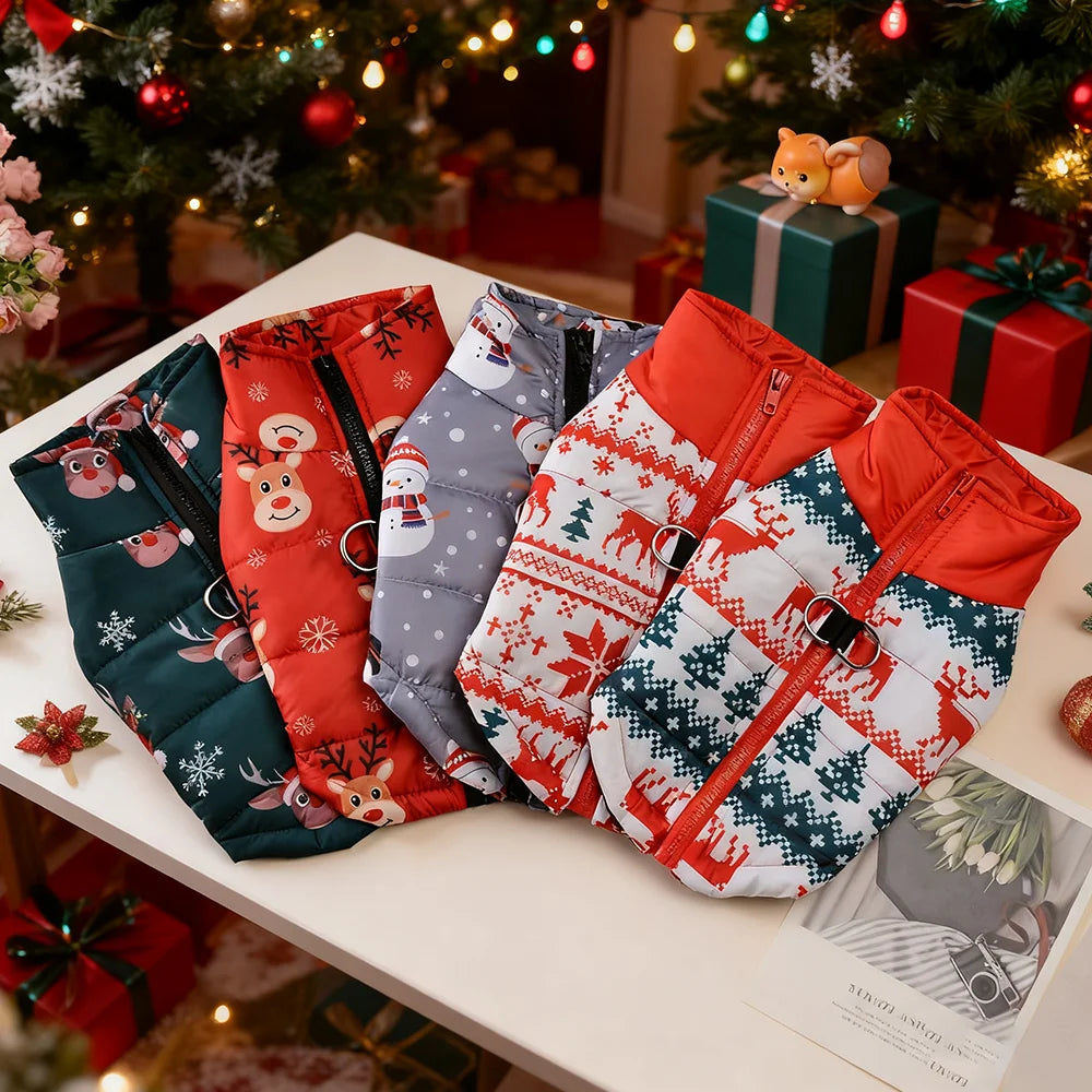 Christmas Snowman Print Dog Jacket for Small & Medium Dogs