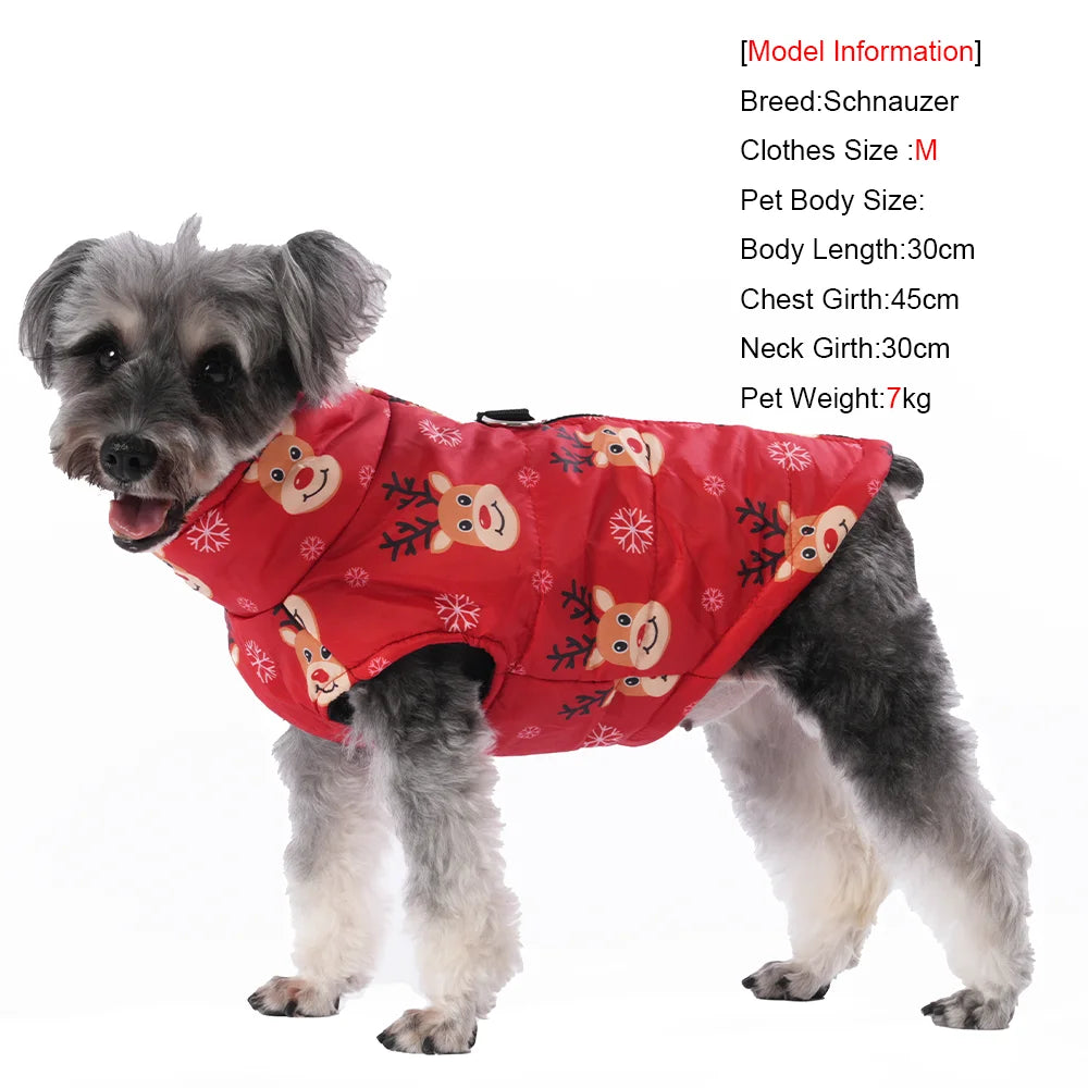 Christmas Snowman Print Dog Jacket for Small & Medium Dogs
