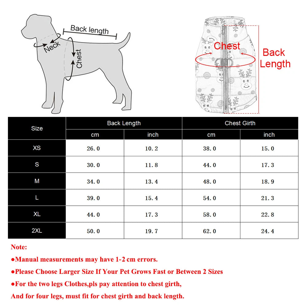 Christmas Snowman Print Dog Jacket for Small & Medium Dogs