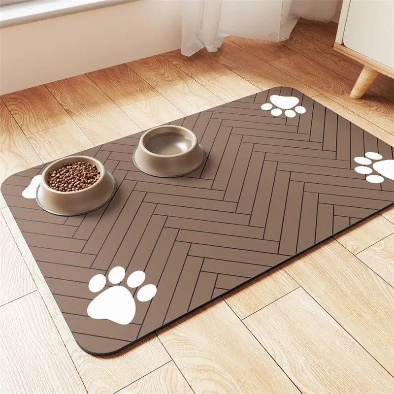 Absorbent Pet Feeding Mat with Waterproof Rubber Back