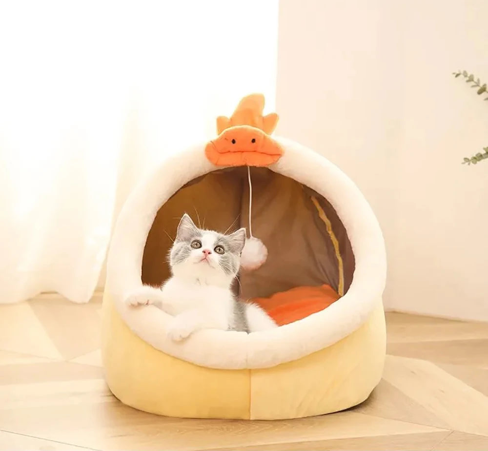 Self-Warming Pet Tent Cave Bed for Cats & Small Dogs, Washable