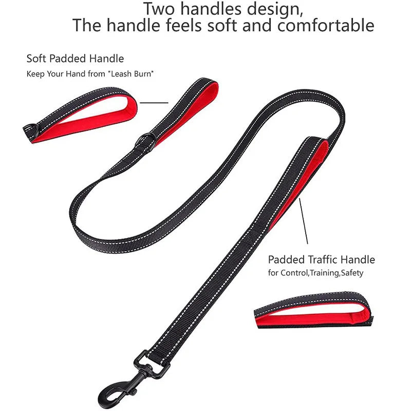 Heavy Duty Double Handle Dog Leash for Training and Traffic Control