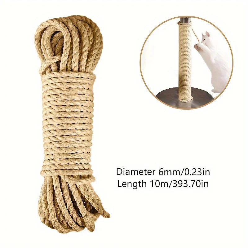 Natural Jute Rope Cat Scratcher for Furniture Protection 10M