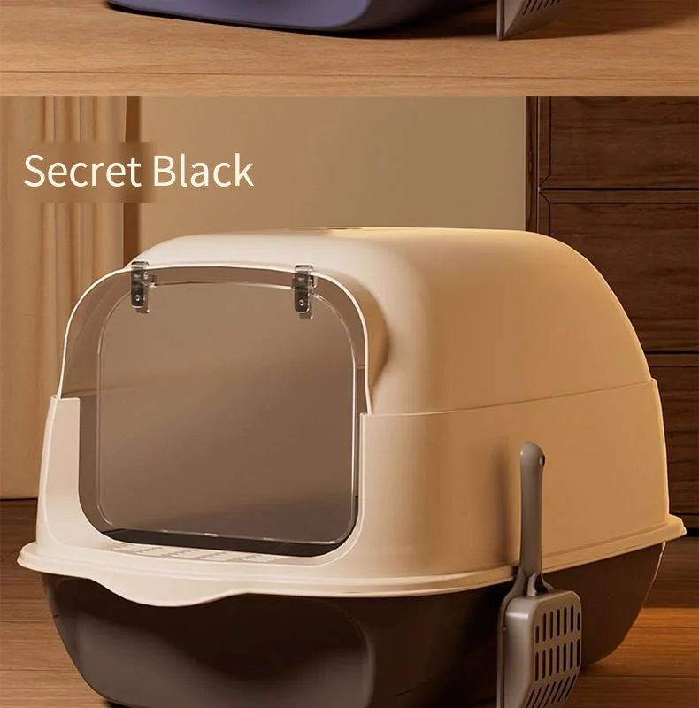 Fully Enclosed Drawer Cat Litter Box with Splash-Proof Anti-Odor Lid
