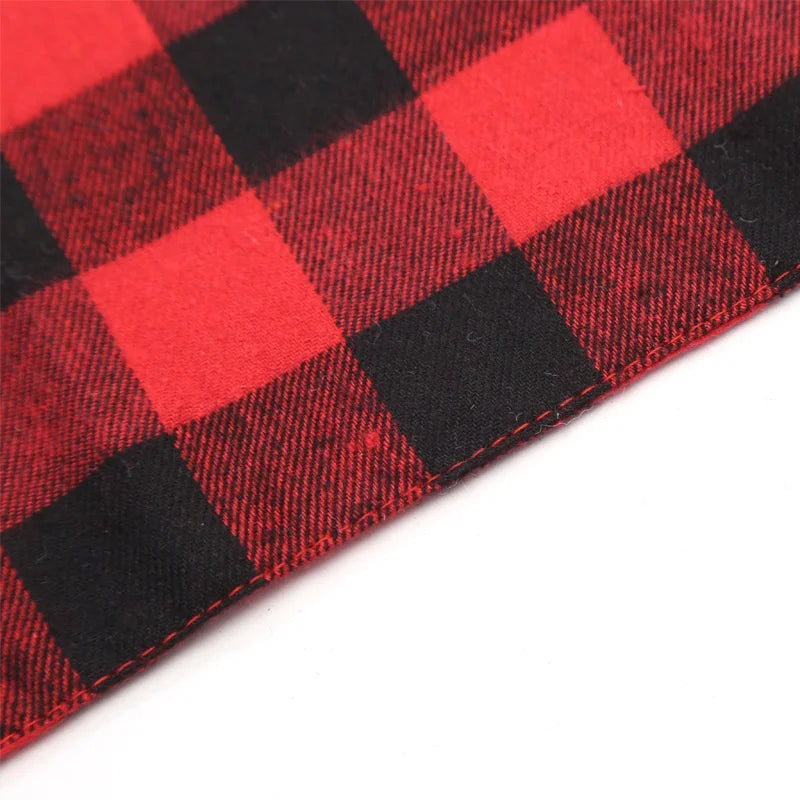 Plaid Fall Dog Bandana, Washable Cotton Bow Tie Collar Scarf