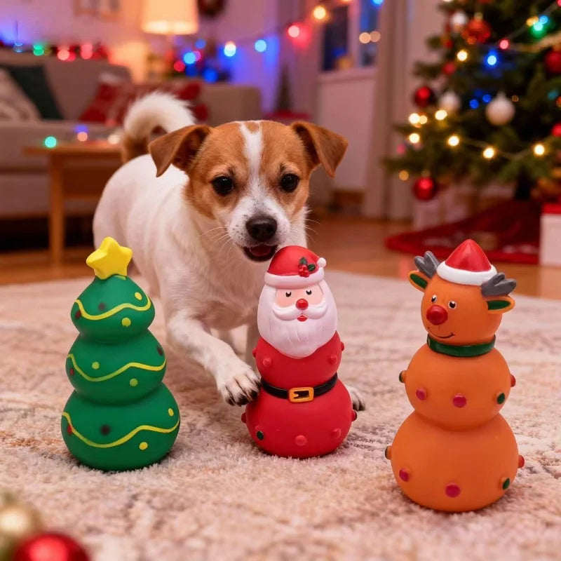 Christmas Durable Squeaky Dog Chew Toy for Teething Teeth