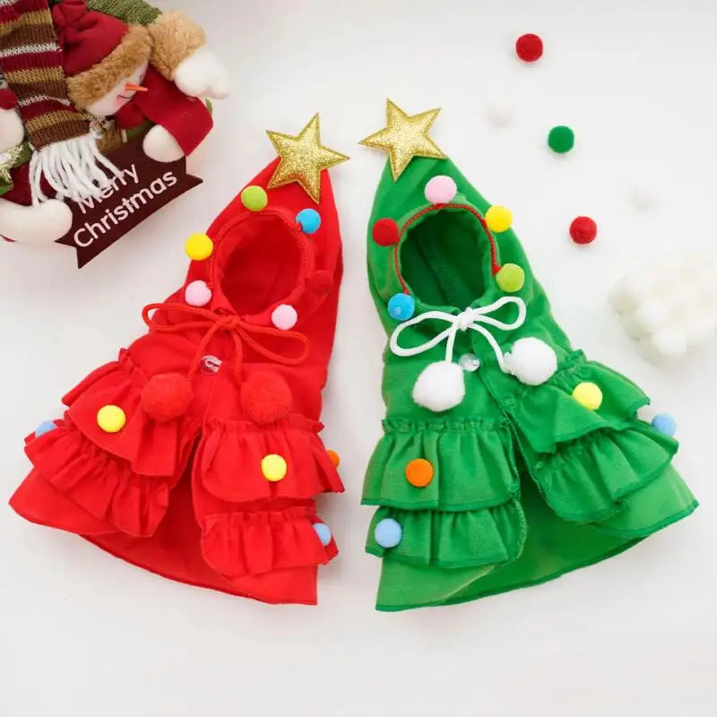Christmas Tree Costume Dress with Star Hat for Small Dogs & Cats