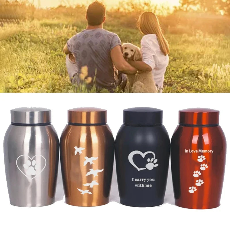 Stainless Steel Pet Cremation Urn Keepsake for Dogs, Cats and Birds