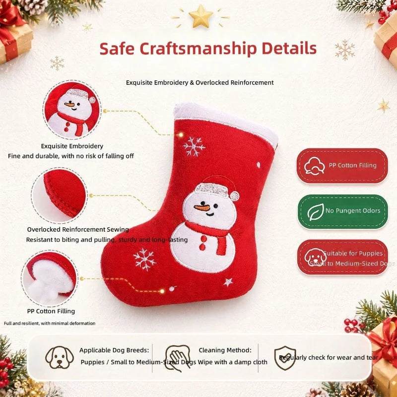 Christmas Squeaky Plush Stocking Dog Toy