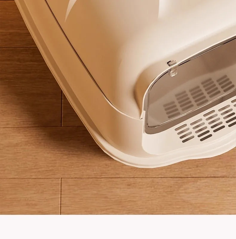 Fully Enclosed Drawer Cat Litter Box with Splash-Proof Anti-Odor Lid
