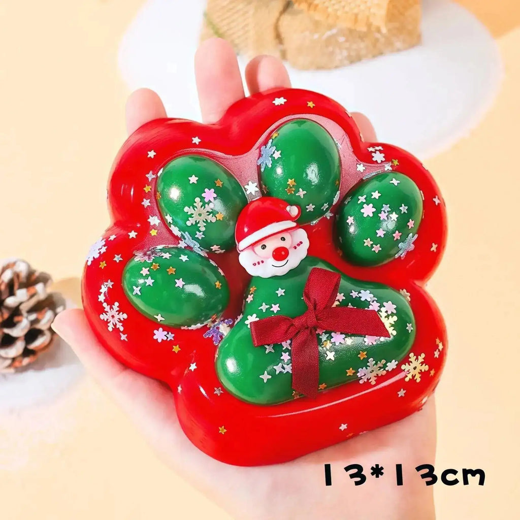 Christmas Cat Paw Squishy Fidget Toy, Stress Relief Gift