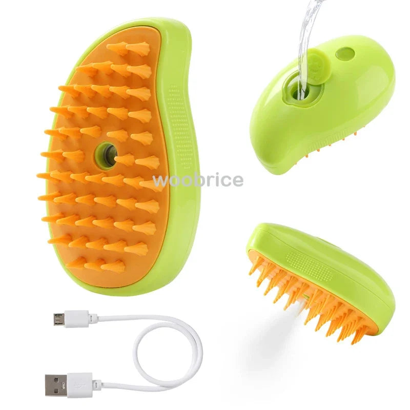 3-in-1 Electric Steam Grooming Brush for Dogs & Cats, Detangling
