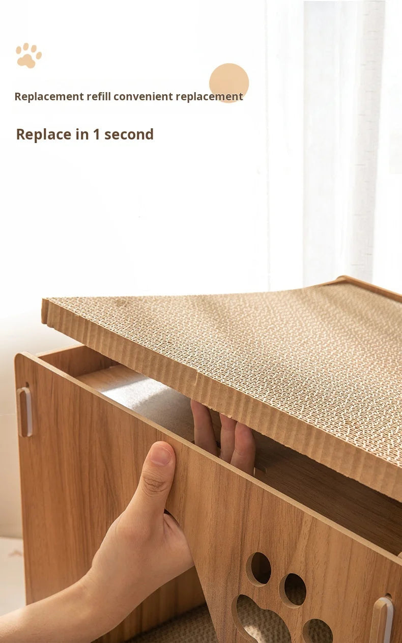 2-Panel Cardboard Cat Scratcher Lounge Bed, Replaceable Pad