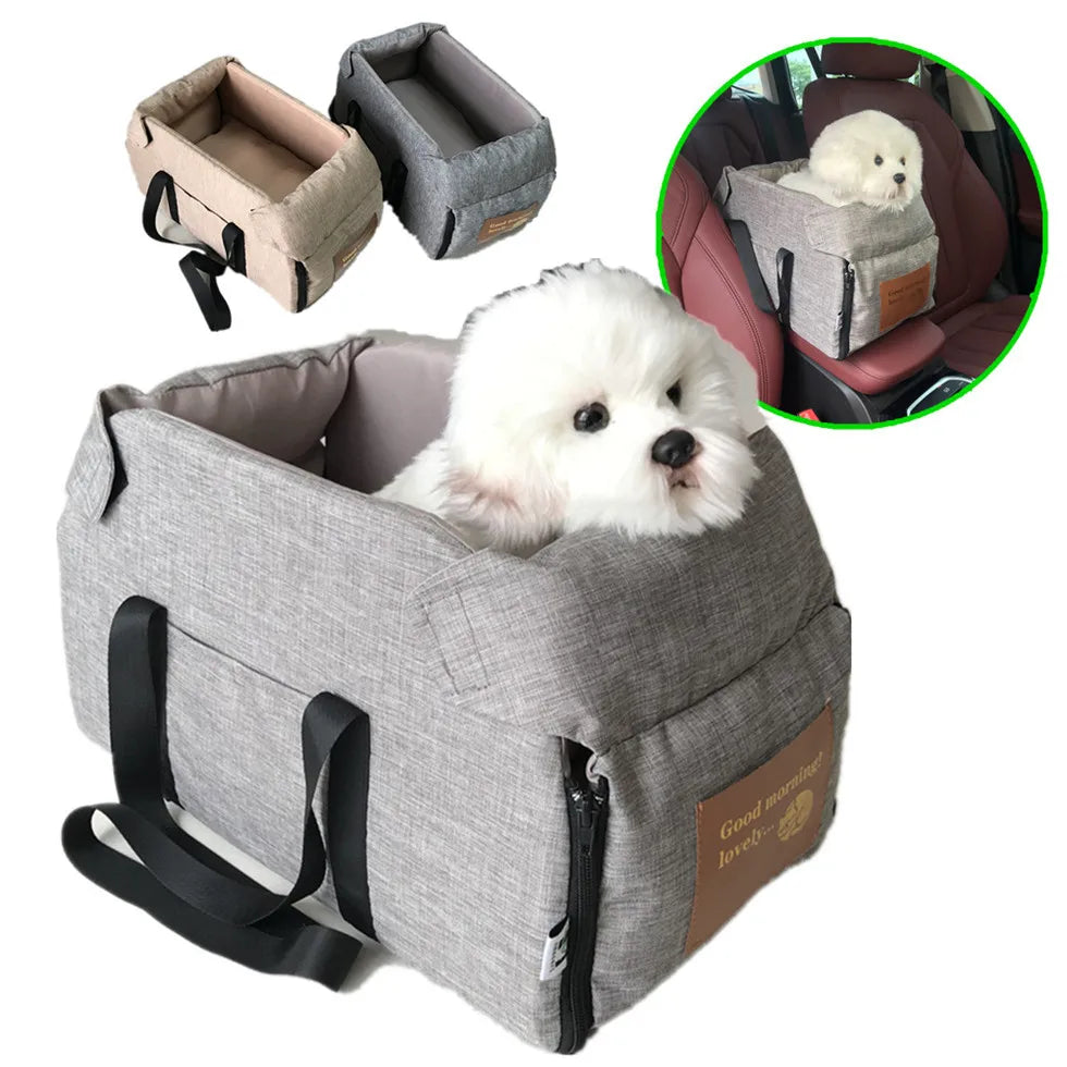 Console Booster Dog Car Seat with Safety Tether for Small Pets
