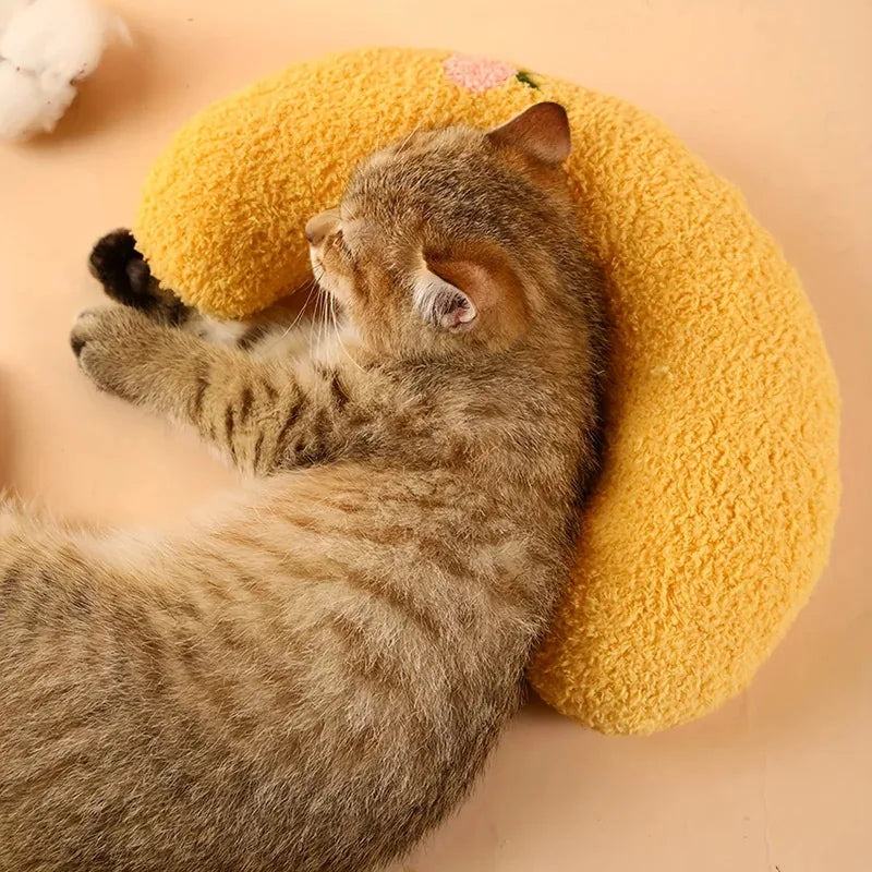 Calming Half-Donut Cuddler Pillow for Cats, Ultra Soft Plush
