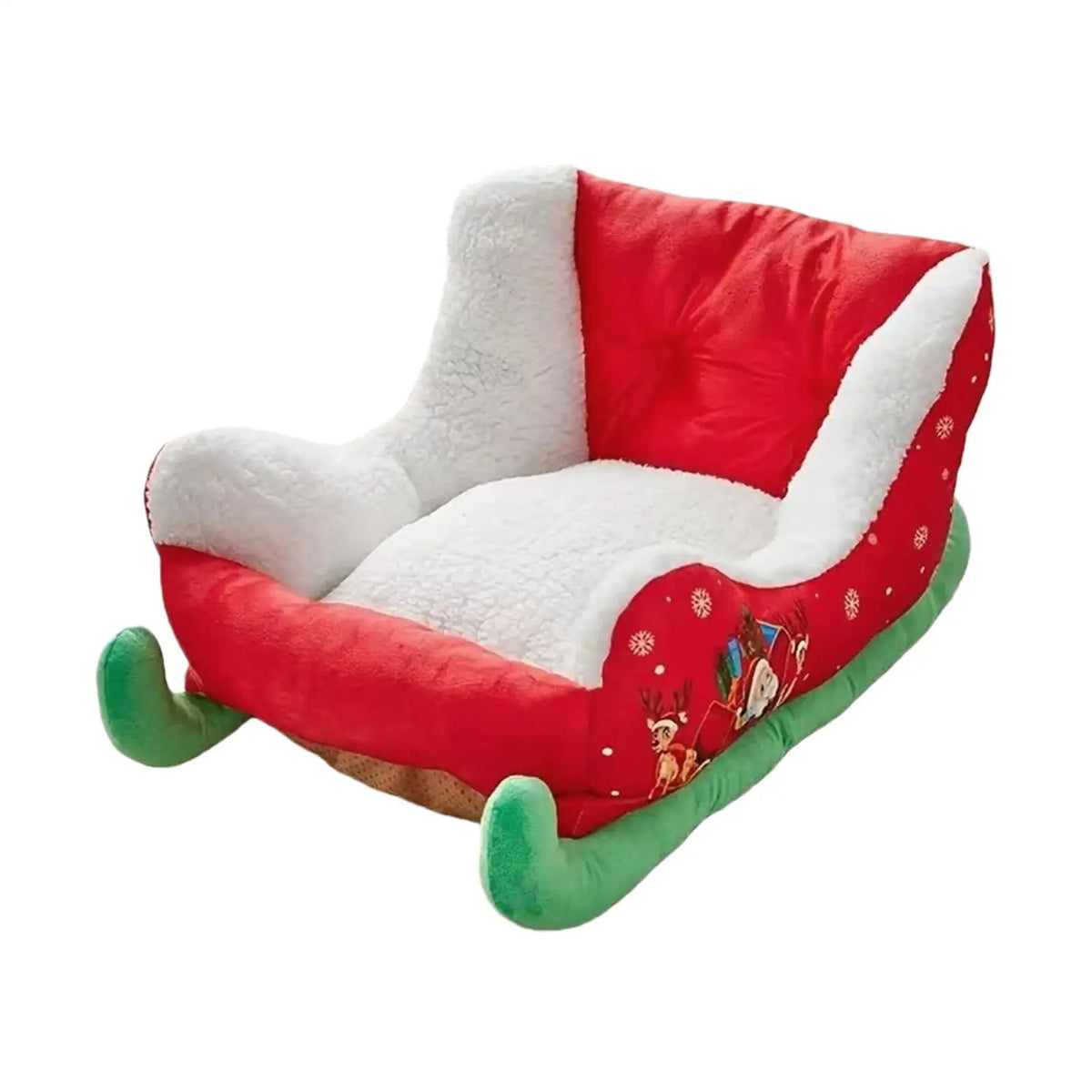 Christmas Sleigh Plush Pet Nest Bed for Cats & Small Dogs