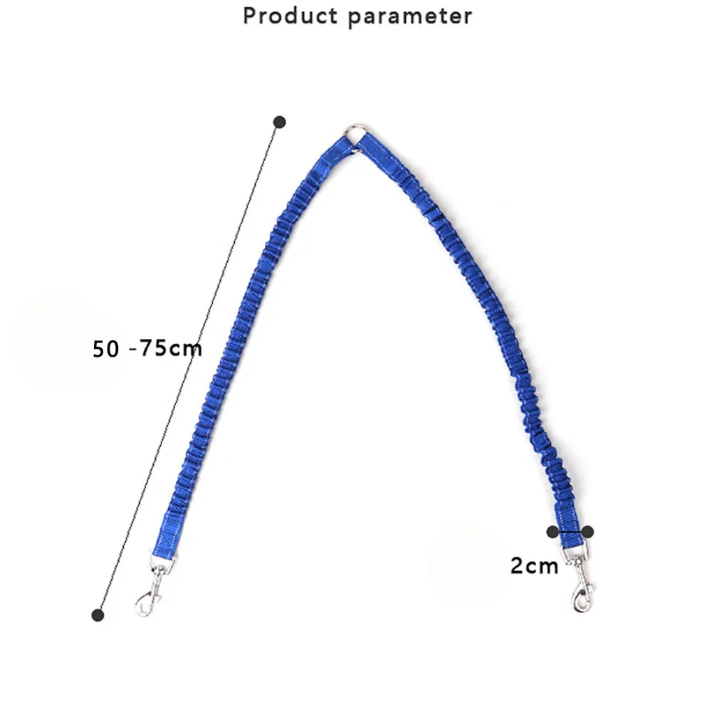 No-Tangle Double Dog Leash with Reflective Bungee for Two Dogs