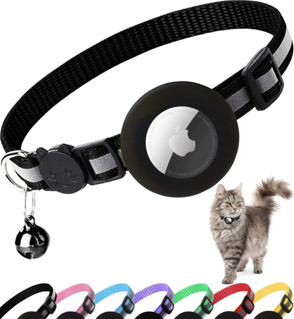 Breakaway Reflective Cat Collar with Bell and AirTag Holder for Cats