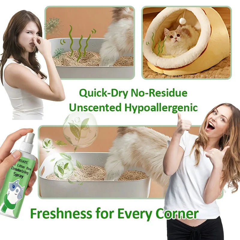 Cat Litter Box Deodorizing Spray, Fast Urine & Feces Odor Eliminator