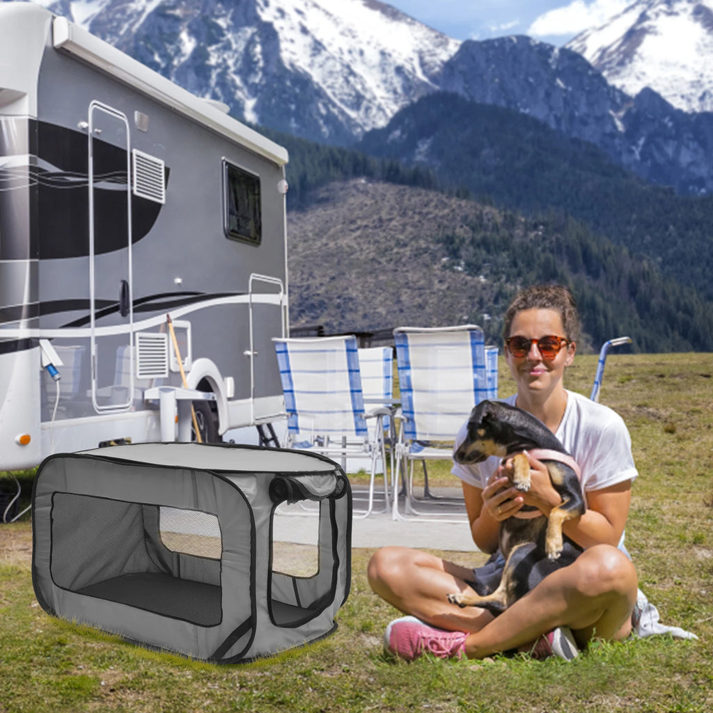 Portable Pop Up Dog Crate – Foldable Travel Kennel with Mesh Door
