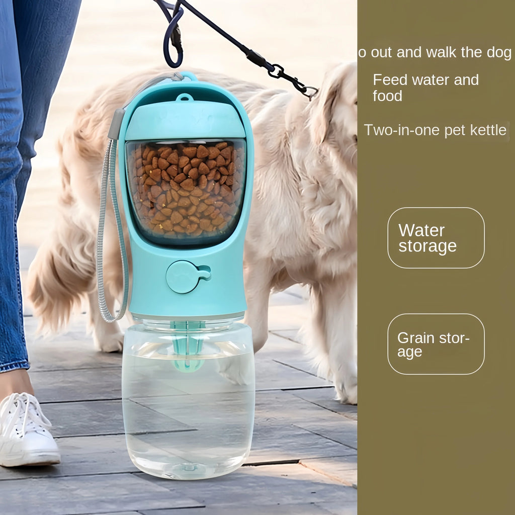 2-in-1 Pet Travel Water Bottle with Food Container for Dogs & Cats
