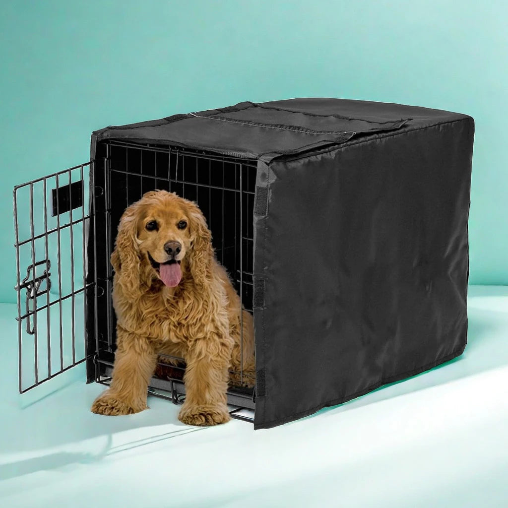Universal Waterproof Dog Crate Cover with Roll-Up Door Shade