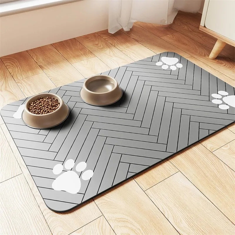 Absorbent Pet Feeding Mat with Waterproof Rubber Back
