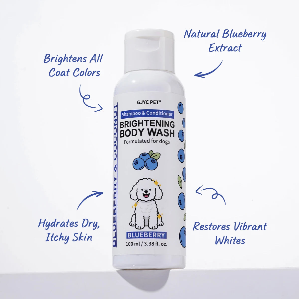 Blueberry Whitening Dog Shampoo for Bright, Shiny & Soft White Coats