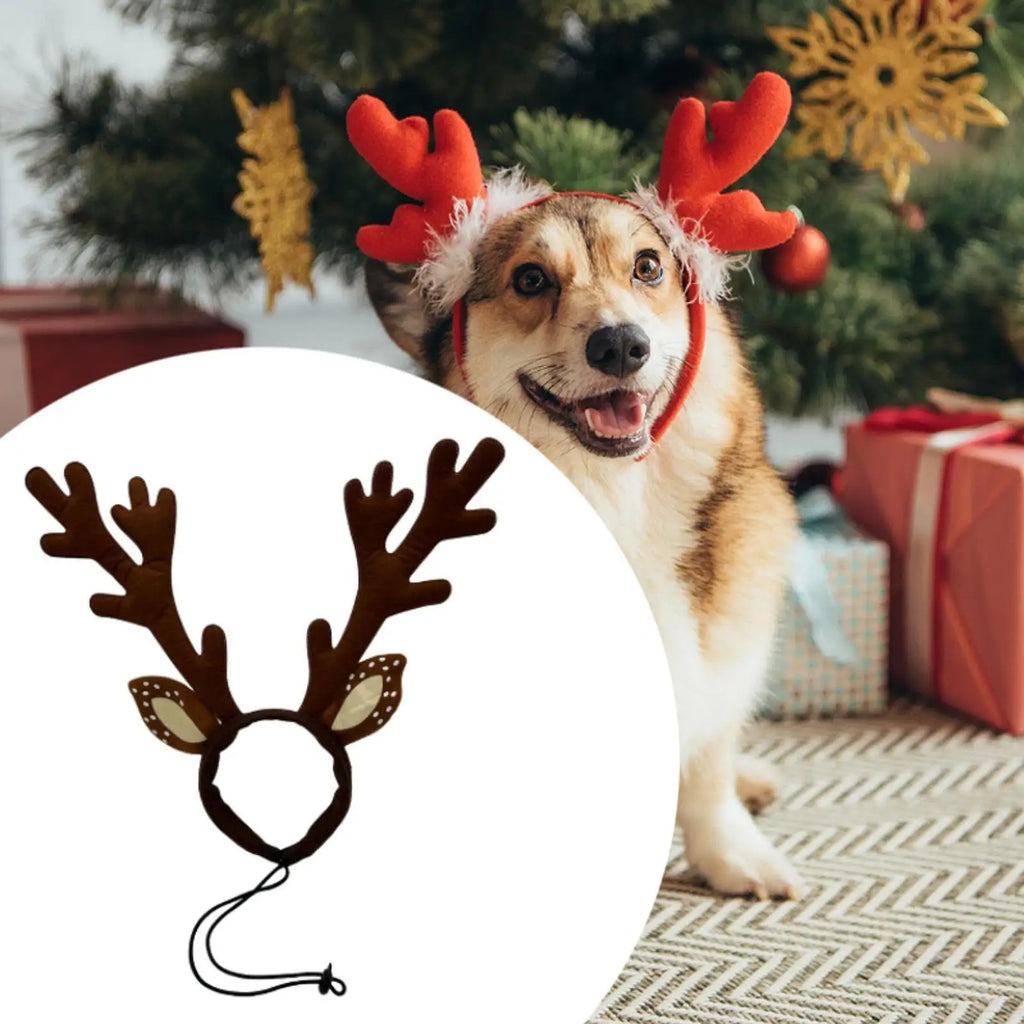 Christmas Reindeer Antlers Headband for Dogs & Cats, Holiday Costume