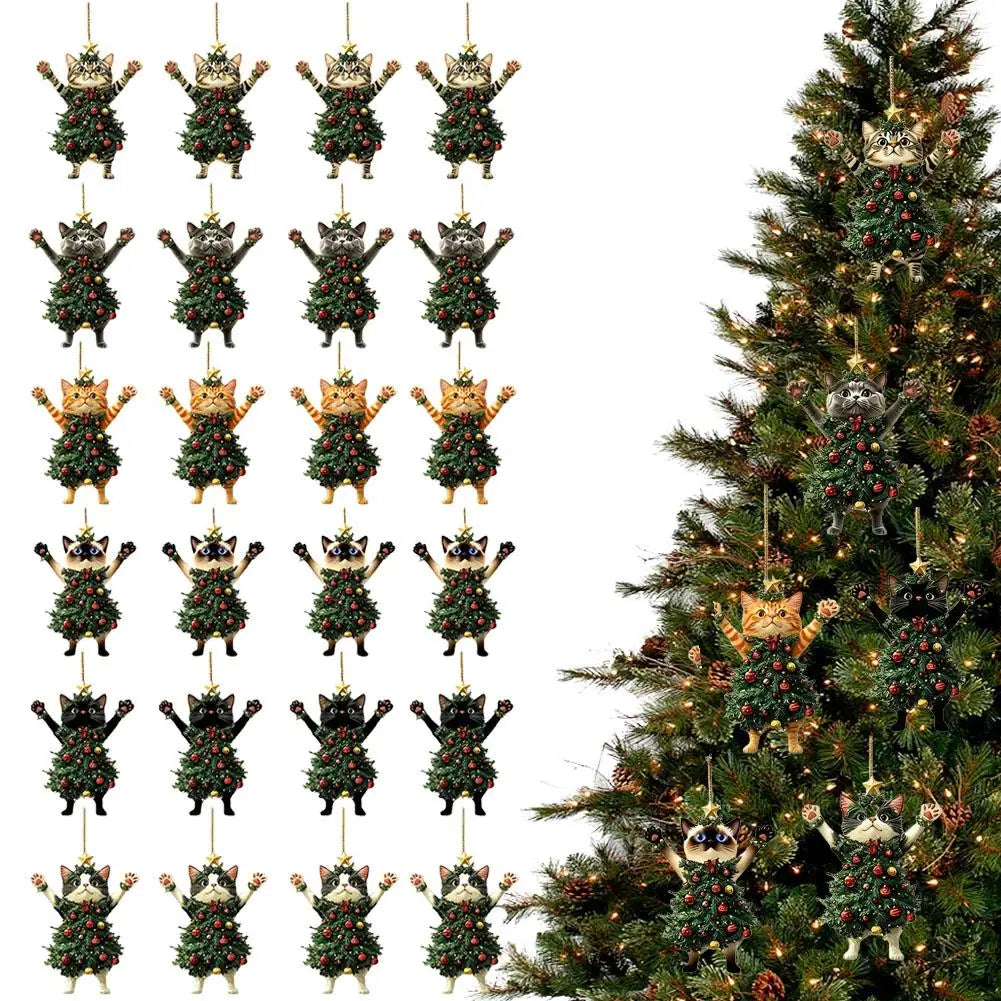 Christmas Cat Ornament, Holiday Home & Car Hanging Decor
