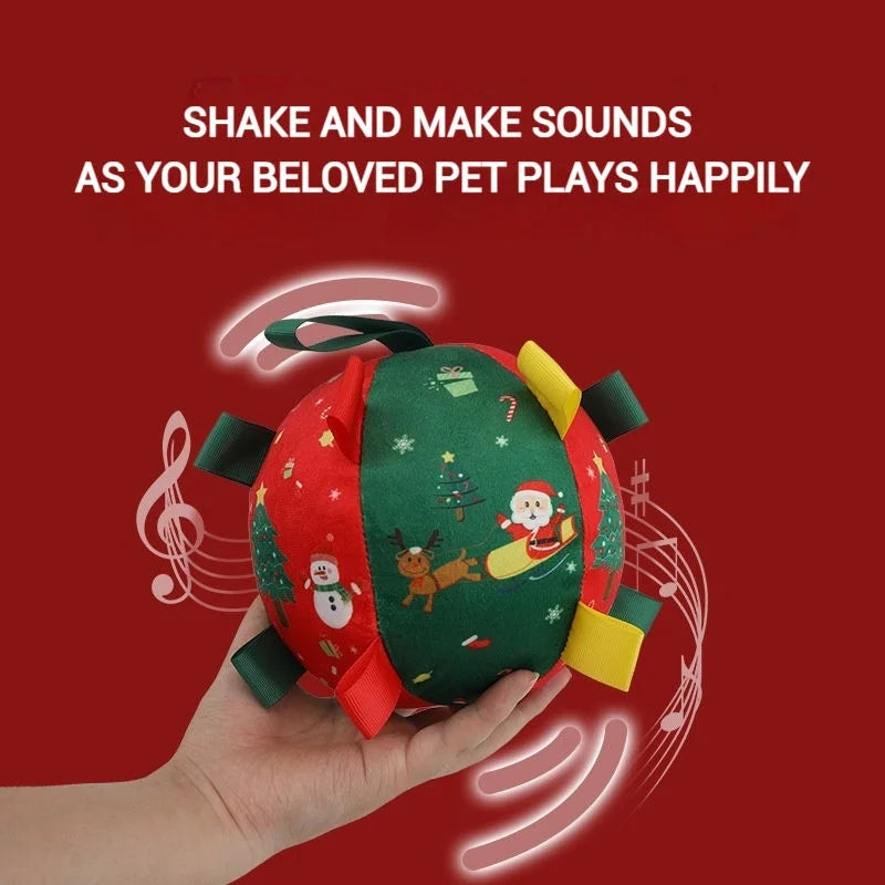 Christmas Themed Interactive Dog Toy Ball with Squeaker Anti-Bite