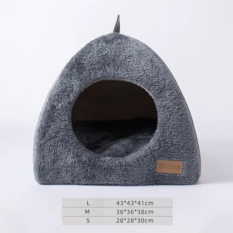 Warm Triangle Cat Tent Bed, Enclosed Cozy Cave for Cats & Small Dogs