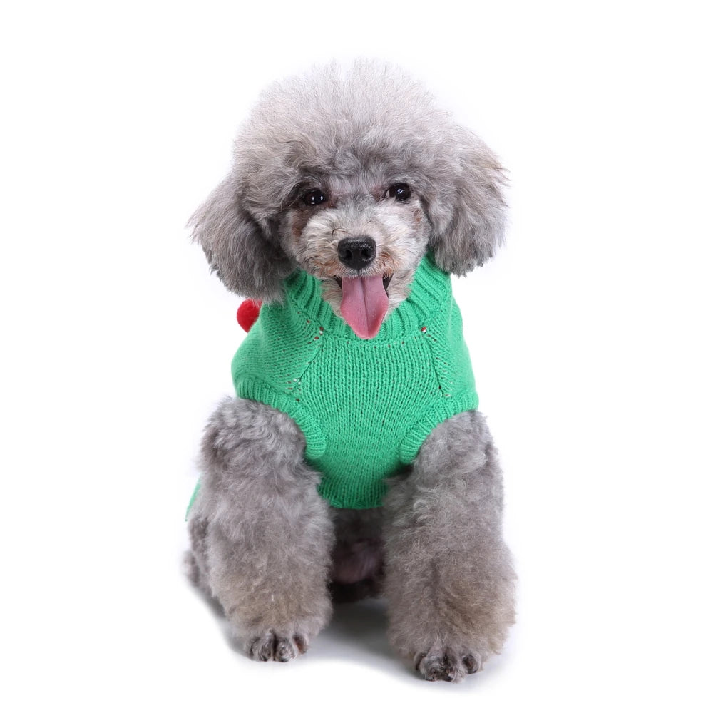 Christmas Dog Sweater, Geometric Pattern Winter Knit Puppy Coat
