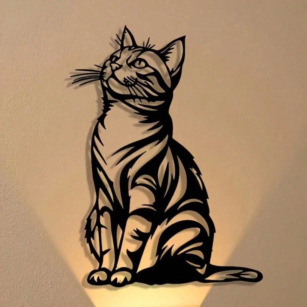Cat Silhouette Metal Wall Art, Rust-Proof Iron Decor for Cat Lovers