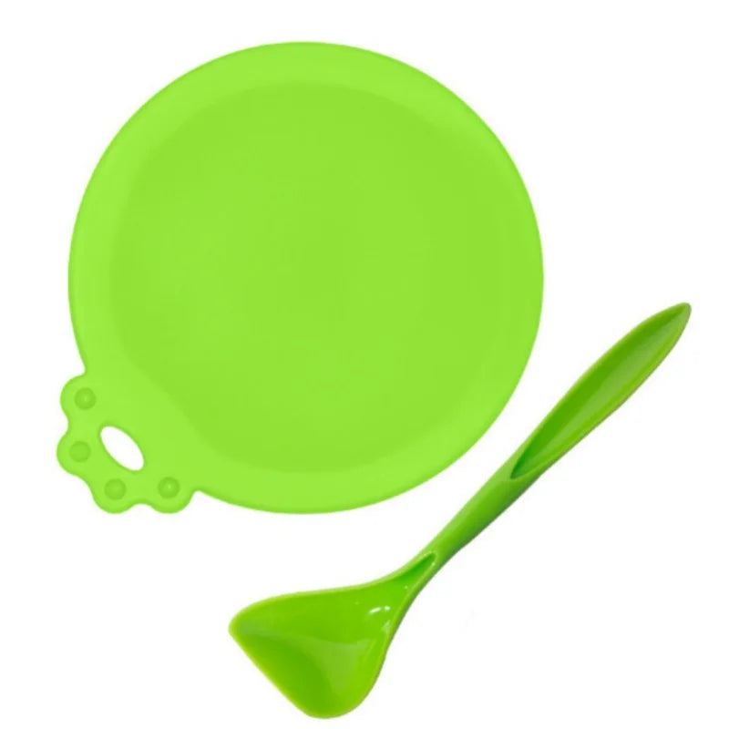 Silicone Pet Food Can Covers with Spoon, 2-Pack Reusable Lids