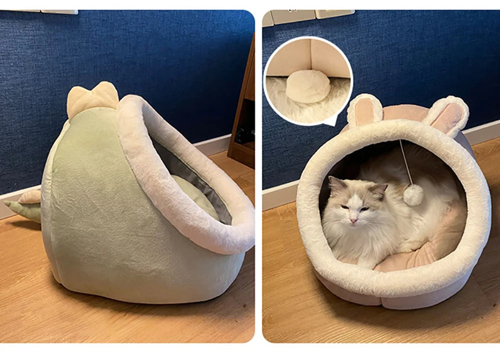 Self-Warming Pet Tent Cave Bed for Cats & Small Dogs, Washable