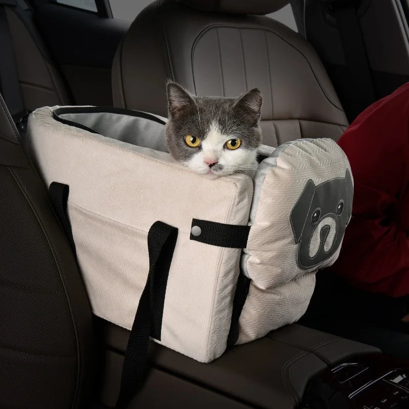 Foldable Dog Car Seat Basket with Safety Leash for Small Pets