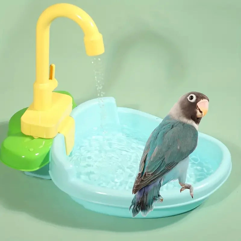 Automatic Pet Bird Shower Bath, Cage-Mounted Rain Basin for Parrots and Parakeets