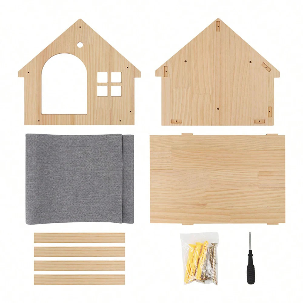 Wall-Mounted Cat Castle House Shelf, Climbing Hideaway Bed for Cats