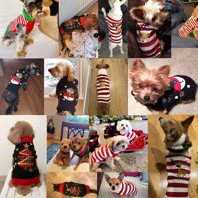 Christmas Dog Sweater, Winter Warm Xmas Outfit for Dogs