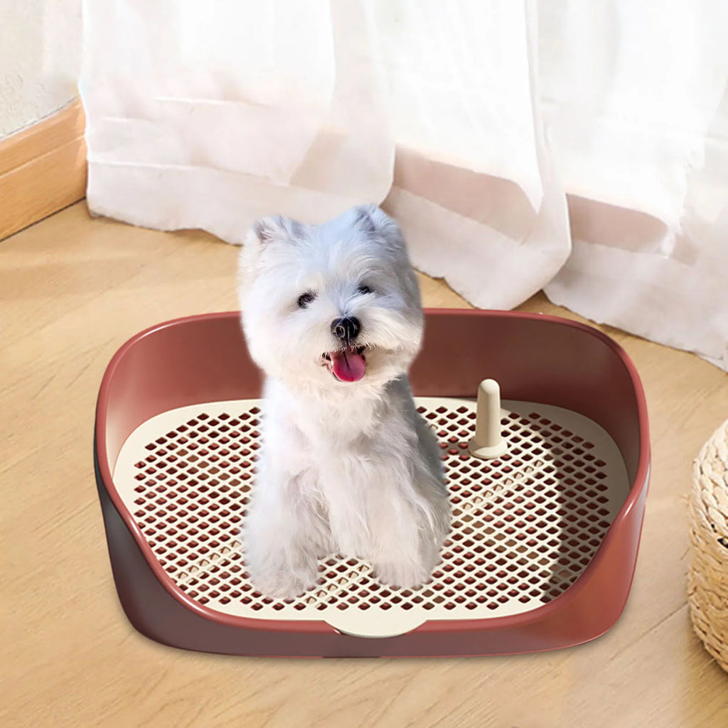Indoor Dog Potty Tray with Splash Wall, Pee Pad Holder for Puppies