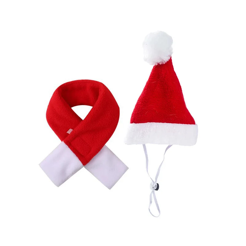 Christmas Hat and Scarf Set for Dogs and Cats, Photo Props