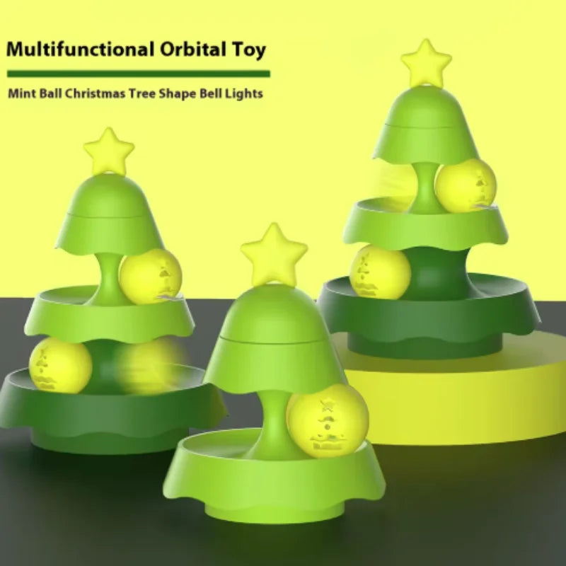 Christmas Tree Cat Toy with Light-Up Ball & Bell