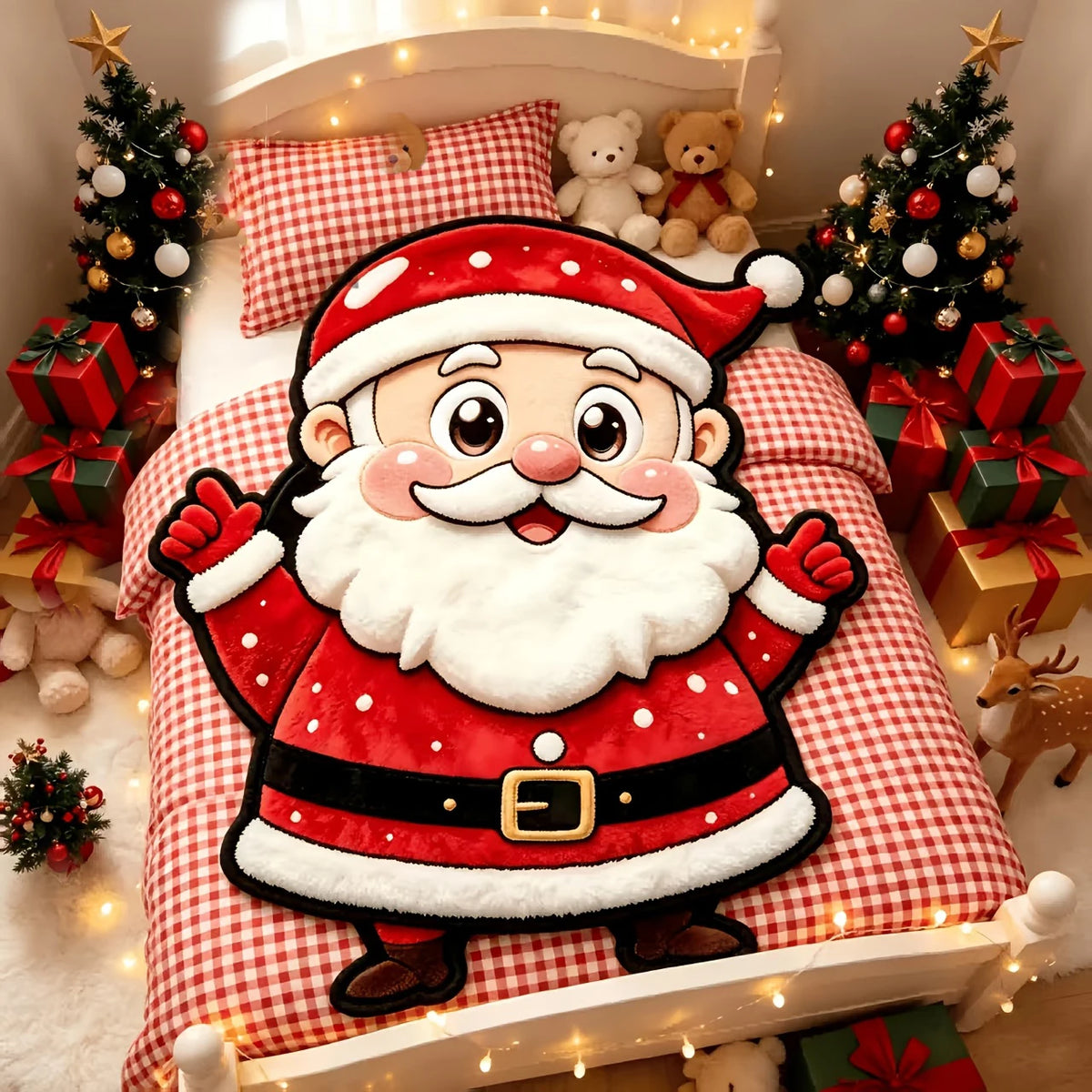 Christmas Santa Claus Flannel Throw Blanket, Cozy Holiday Gift