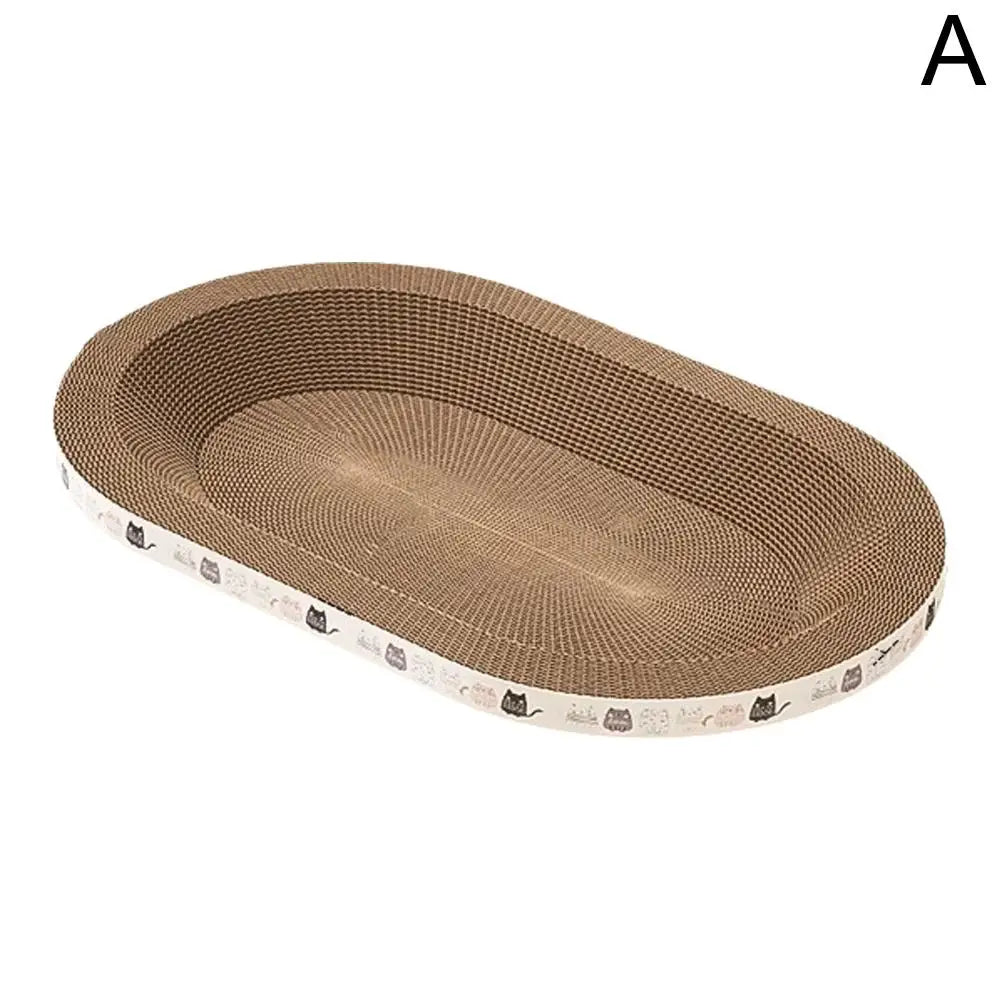 Corrugated Cat Scratcher Bed – Oval Cardboard Scratching Lounge Nest