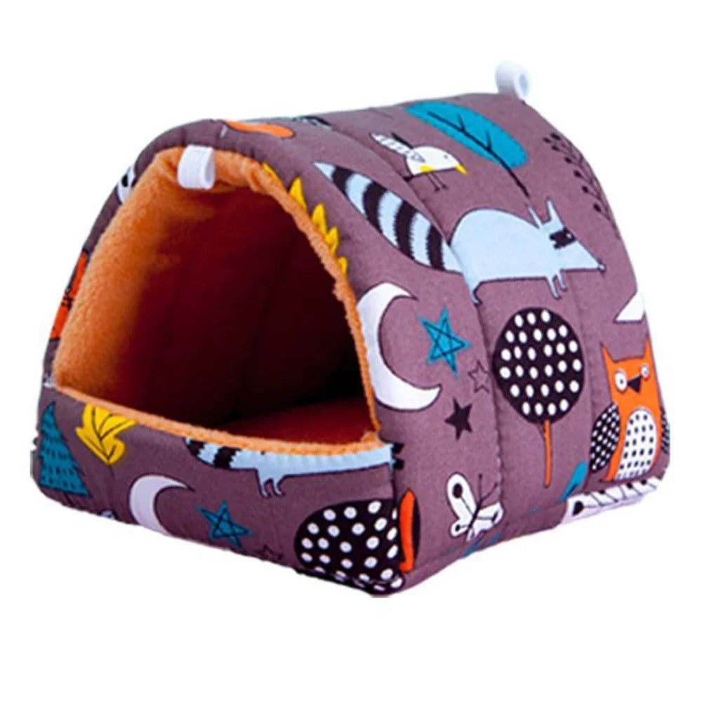 Cute Cartoon Guinea Pig Bed Nest, Warm Plush Small Animal House