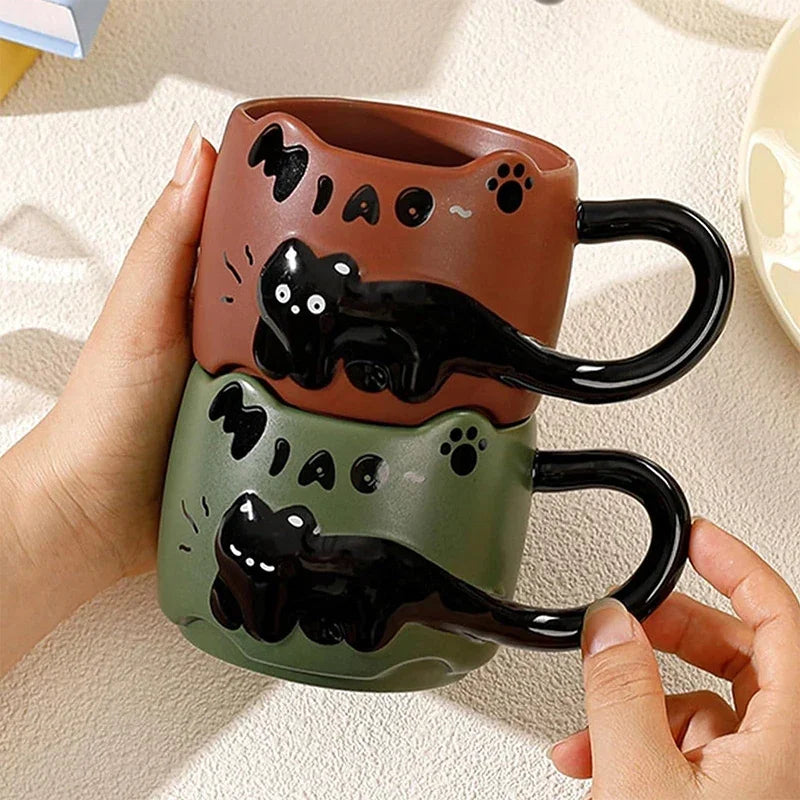 Stacking Cat Ceramic Mug, Cute Cartoon Coffee & Tea Cup Gift
