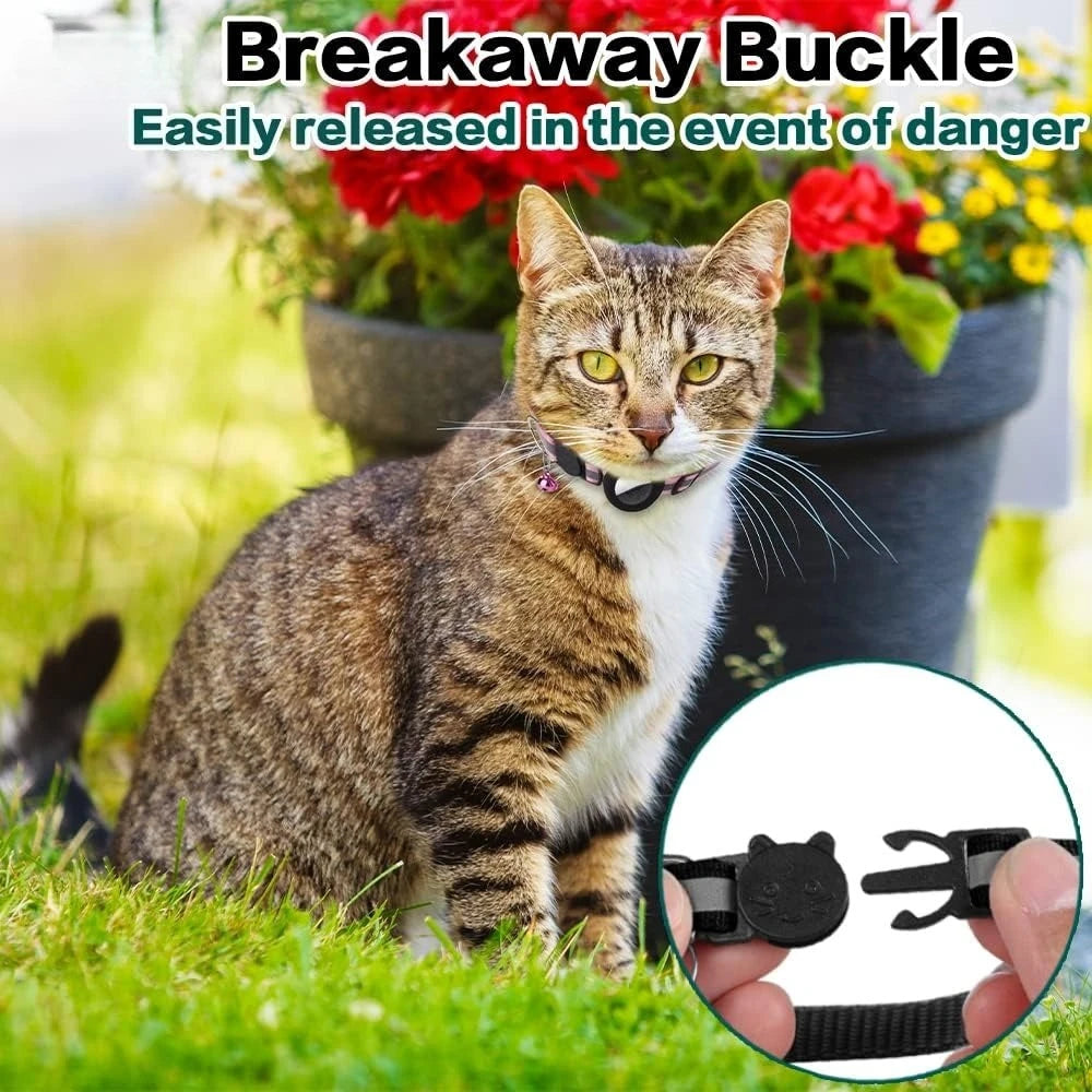 Breakaway Reflective Cat Collar with Bell and AirTag Holder for Cats